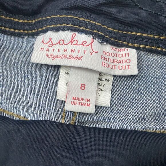 Ingrid & Isabel Maternity Skinny Bootcut Denim Blue Jeans Sz 8 Cotton Stretch - Picture 5 of 10